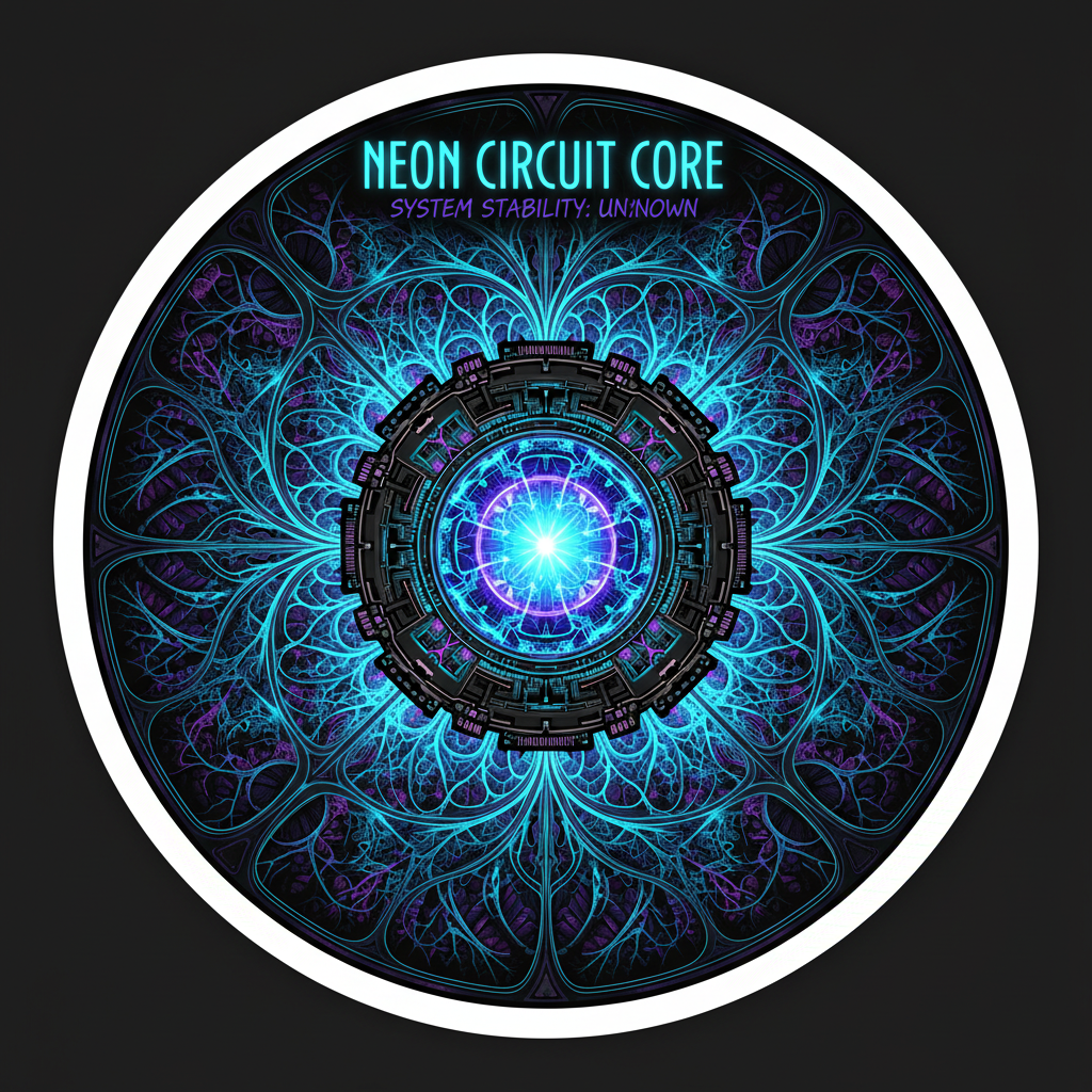Neon Circuit Core Futuristic Tech Aesthetic Sticker