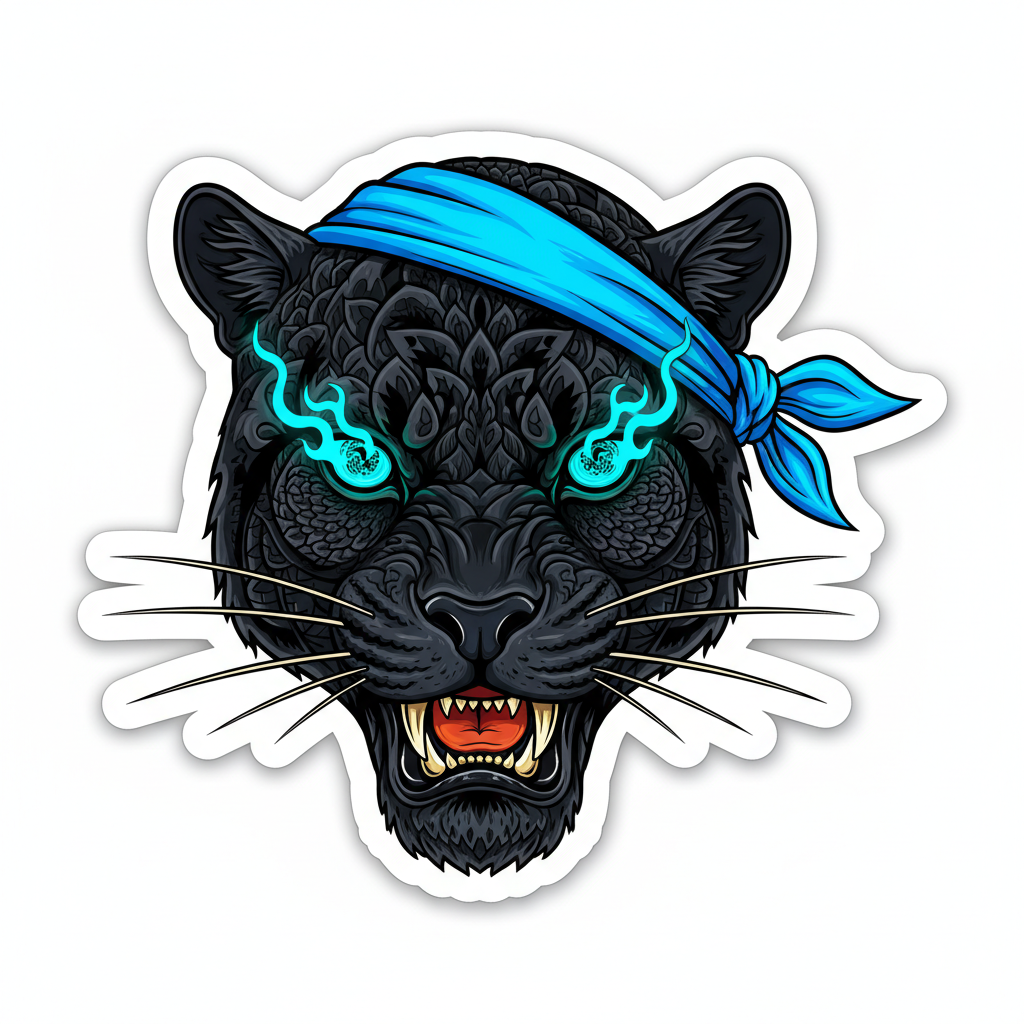 Black Panther Bandana Tattoo Style Sticker