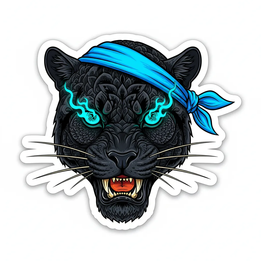 Black Panther Bandana Tattoo Style Sticker