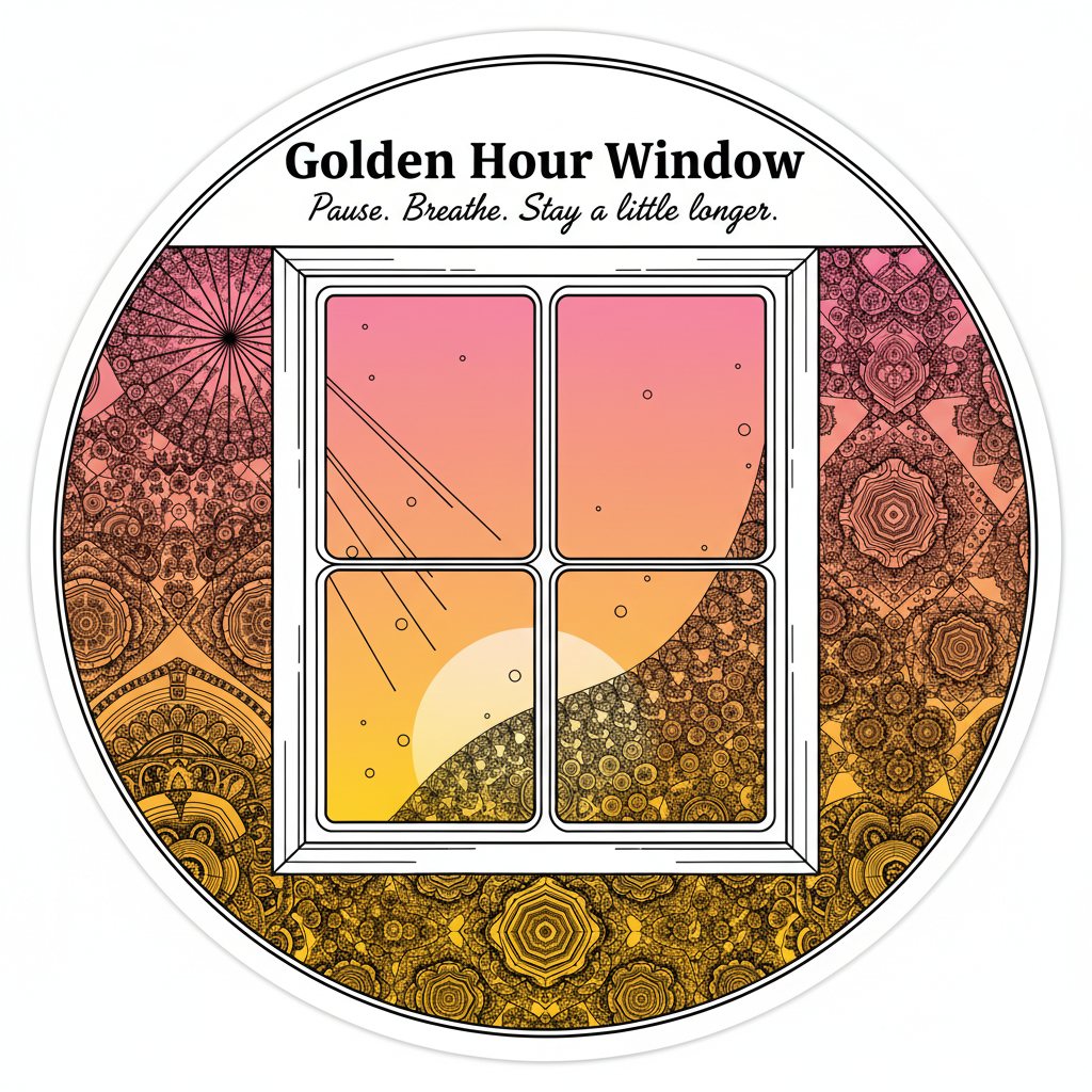 Golden Hour Window Aesthetic Sunset Sticker