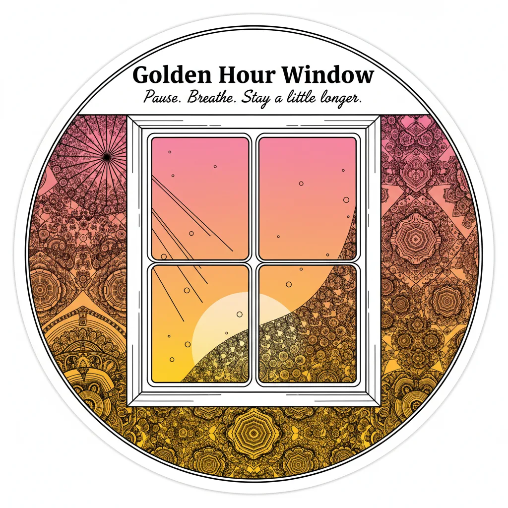 Golden Hour Window Aesthetic Sunset Sticker