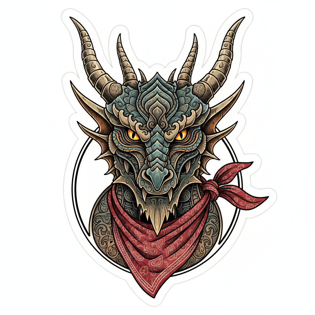 Mythical Dragon Bandana Tattoo Sticker