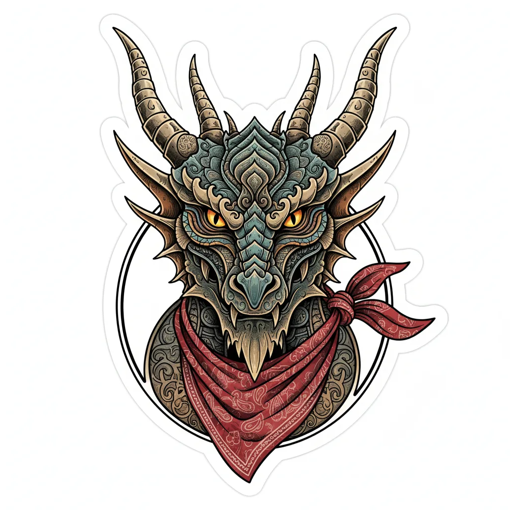 Mythical Dragon Bandana Tattoo Sticker