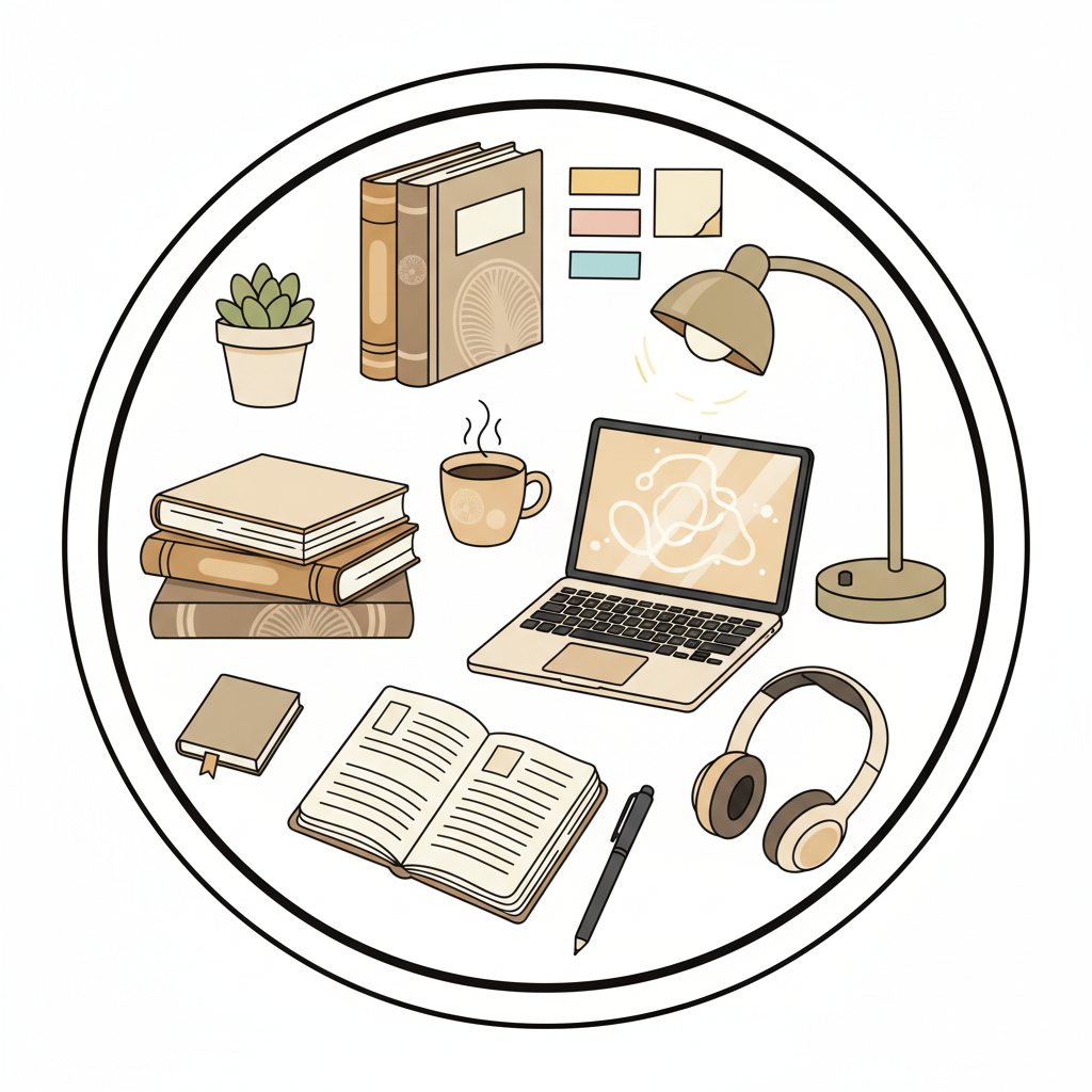 Cozy Study Desk Sticker Pack | Aesthetic Digital Stickers