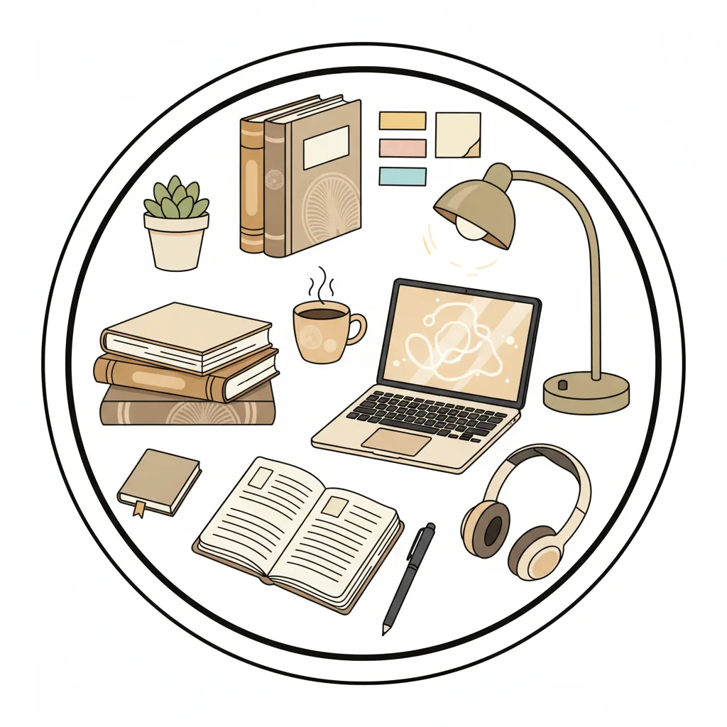 Cozy Study Desk Sticker Pack | Aesthetic Digital Stickers