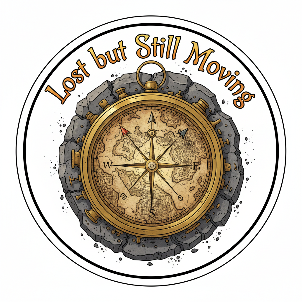 🧭 Forgotten Compass Sticker | Lost but Still Moving