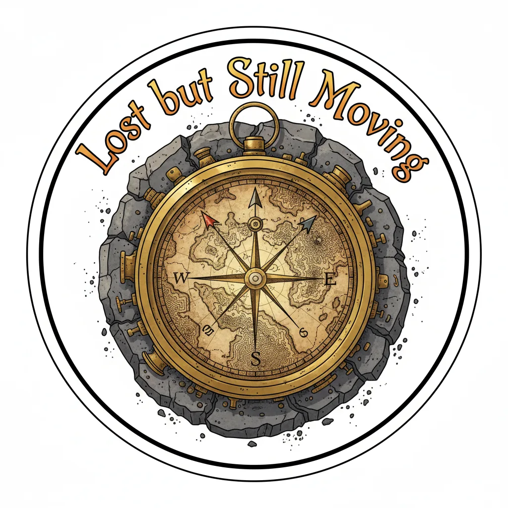 🧭 Forgotten Compass Sticker | Lost but Still Moving