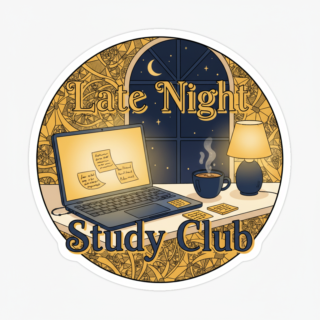 Late Night Study Club Sticker | Cozy Study Aesthetic