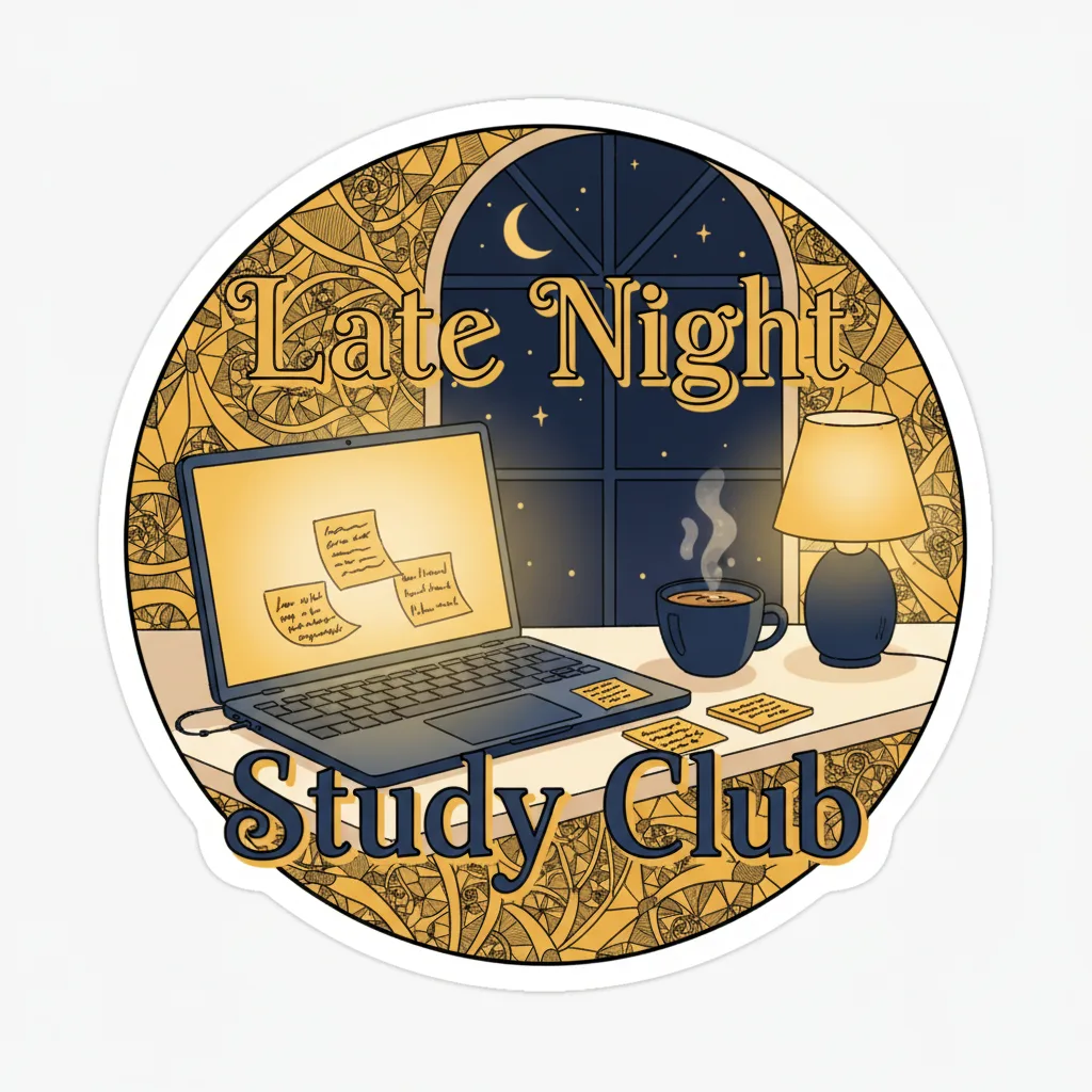 Late Night Study Club Sticker | Cozy Study Aesthetic