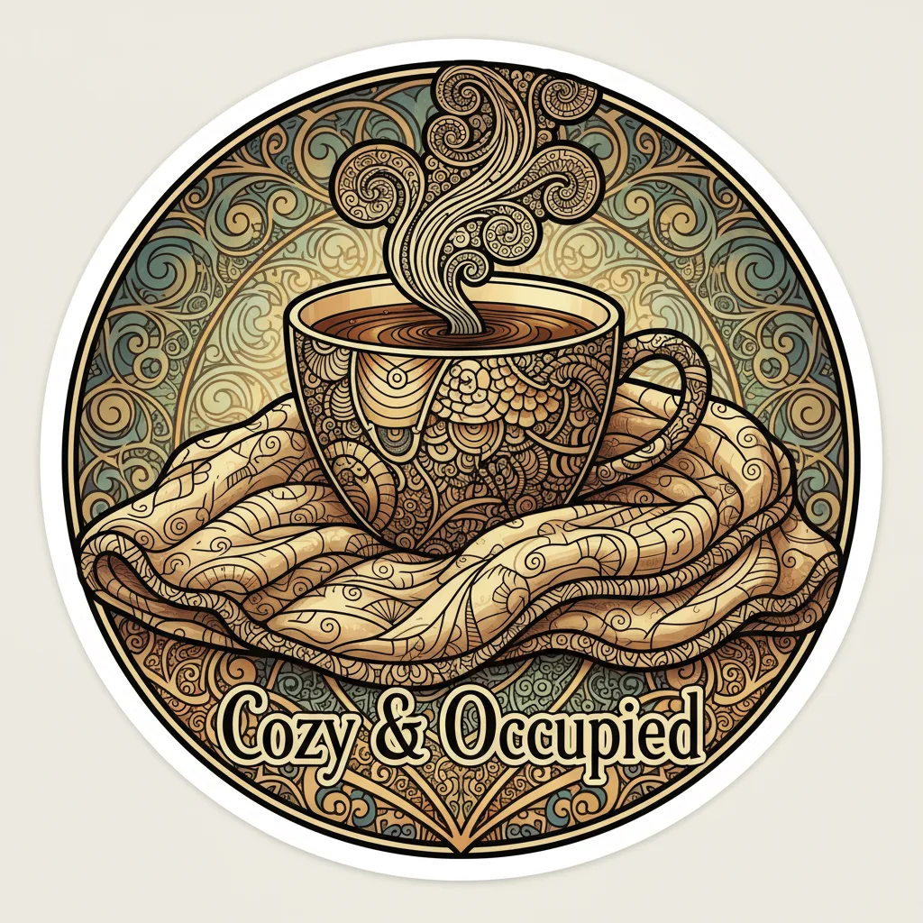 Cozy & Occupied Minimal Coffee Aesthetic Sticker