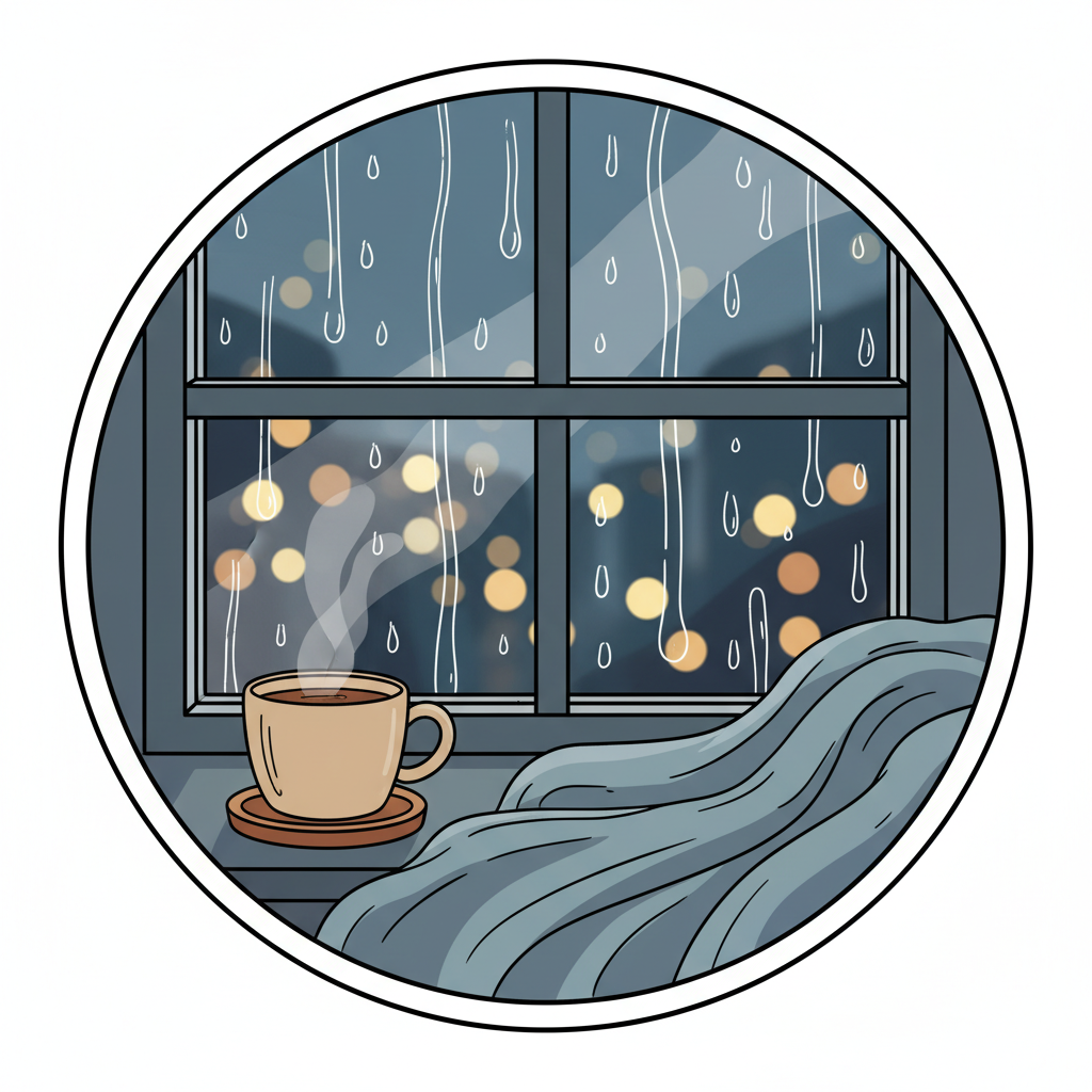 🌧️ Rainy Window Thoughts Sticker | Cozy Calm Mood
