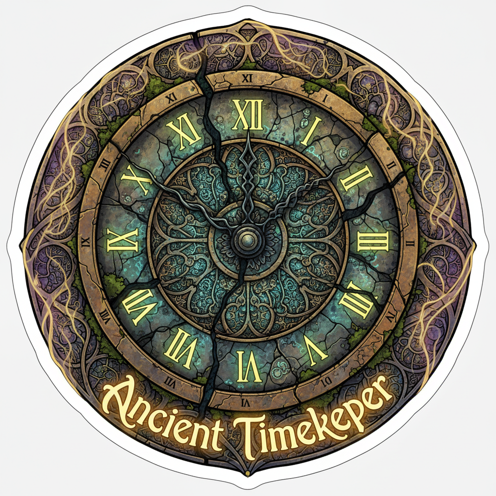 Ancient Timekeeper Clock Mystical Aesthetic Sticker