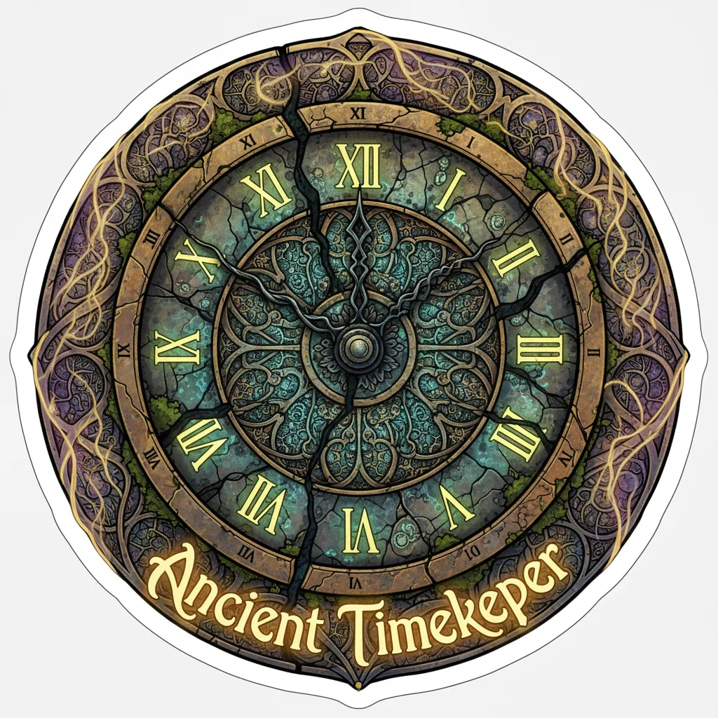 Ancient Timekeeper Clock Mystical Aesthetic Sticker