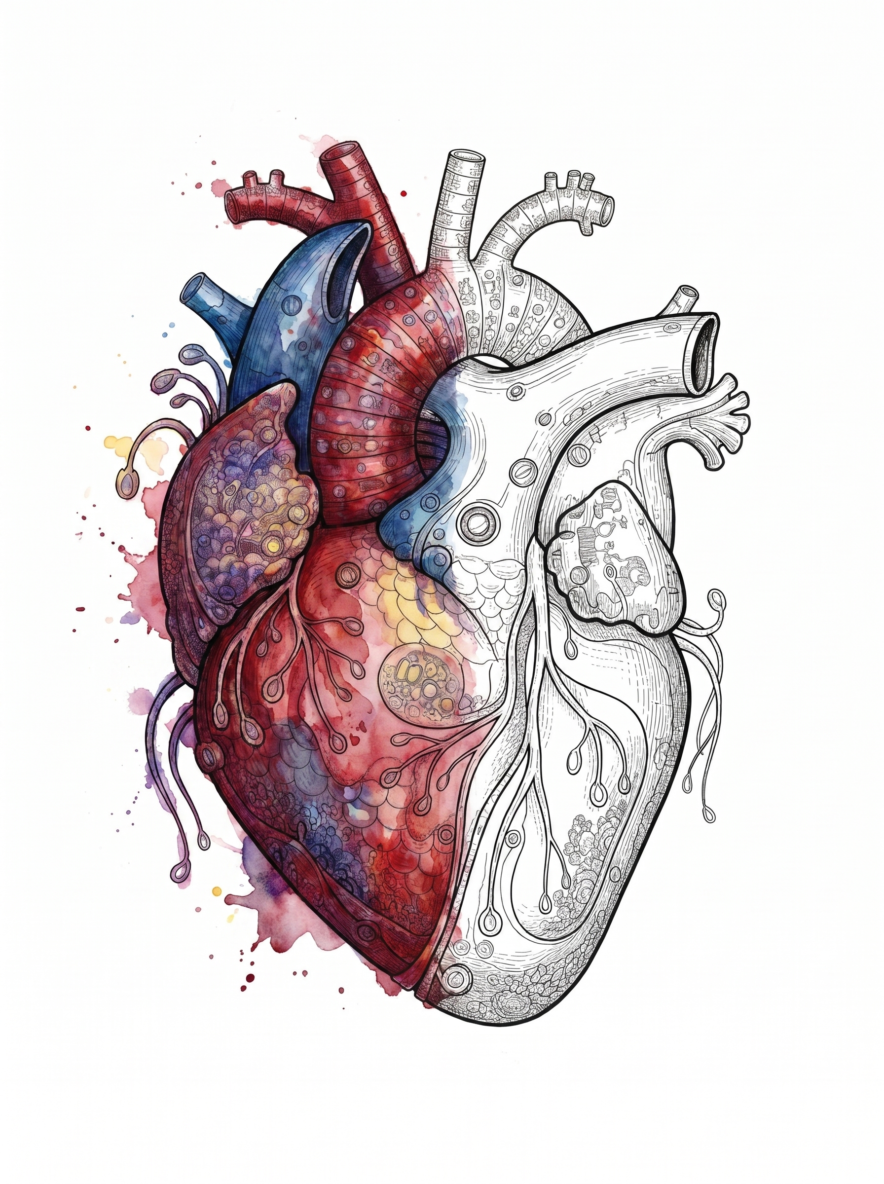 Intricate Vintage Mechanical Heart Coloring Poster