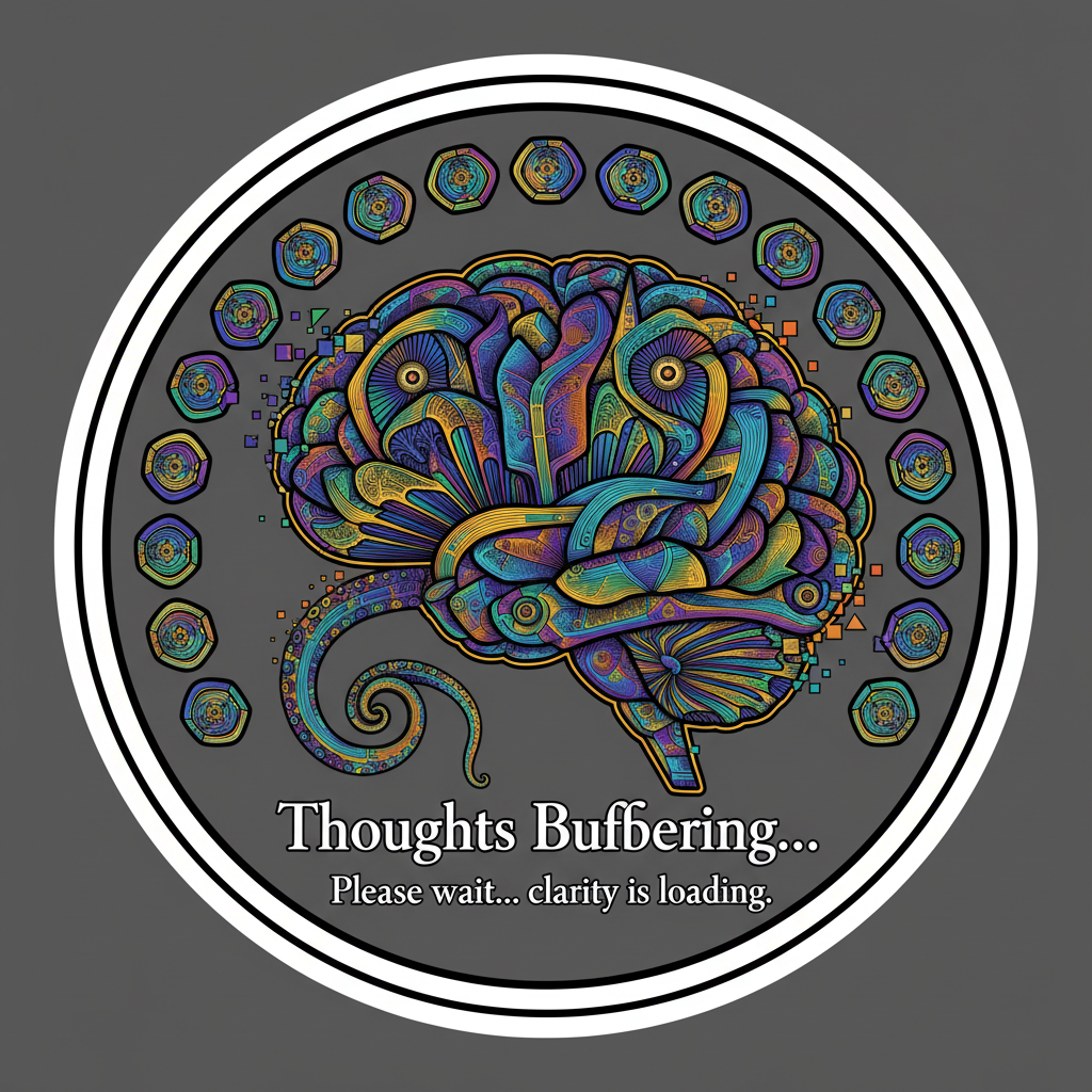 Thoughts Buffering Funny Overthinking Aesthetic Sticker