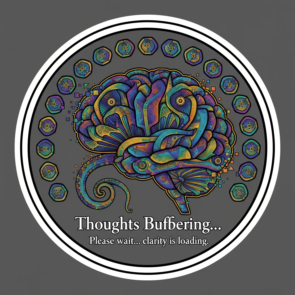 Thoughts Buffering Funny Overthinking Aesthetic Sticker