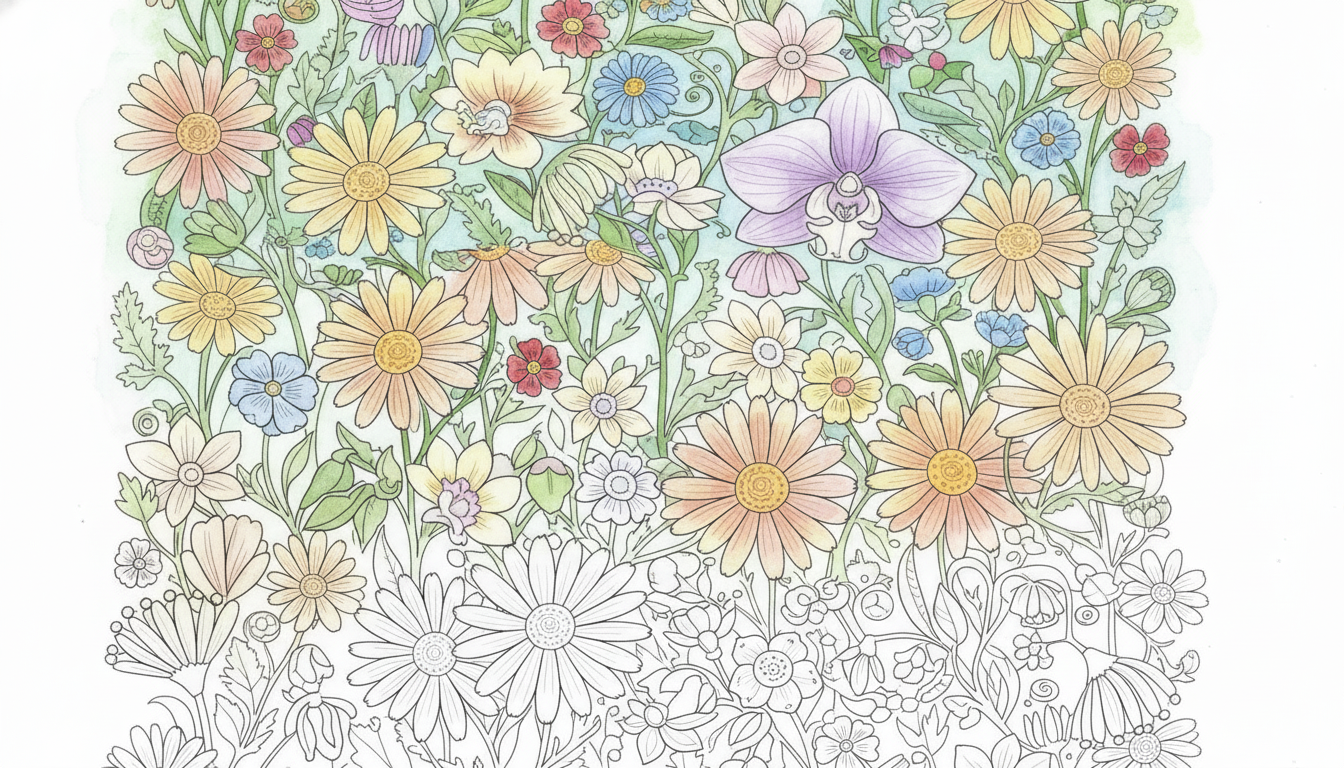 Wildflower Meadow Printable Floral Art Kit 5 Techniques