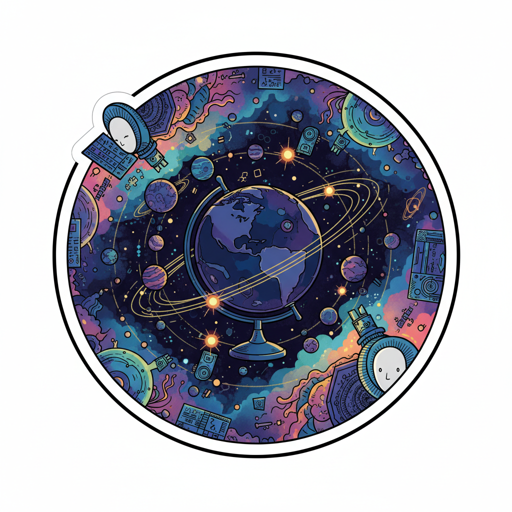 🪐 Orbiting Ideas Sticker | Cosmic Creative Flow
